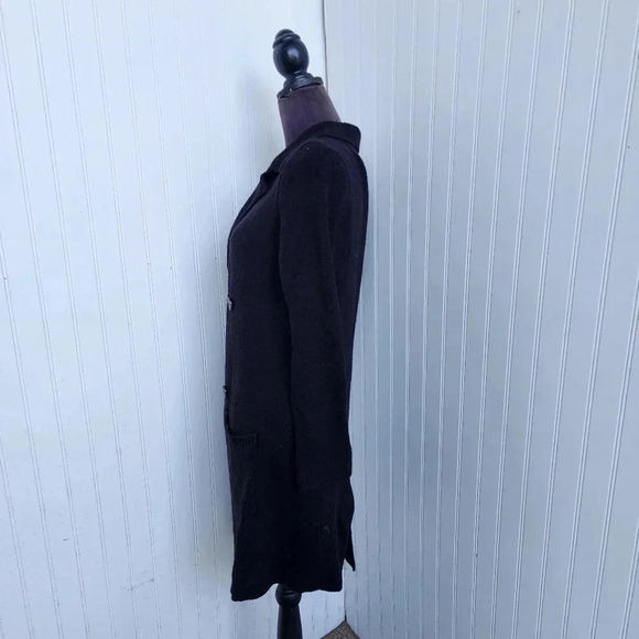 Sugar Rain Black Button Front Long  Cardigan Sweater Soft Acrylic Sz L - Picture 4 of 11